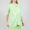Draped Jersey Top in Lime Print