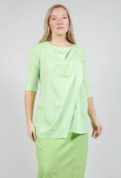Draped Jersey Top in Lime Print