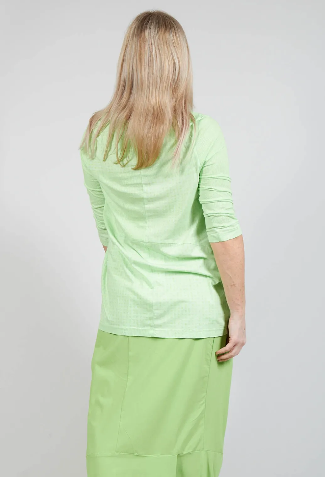 Draped Jersey Top in Lime Print