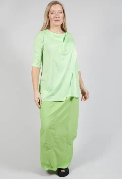 Draped Jersey Top in Lime Print