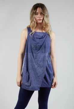 Draped Jersey Vest Top in Azur Print