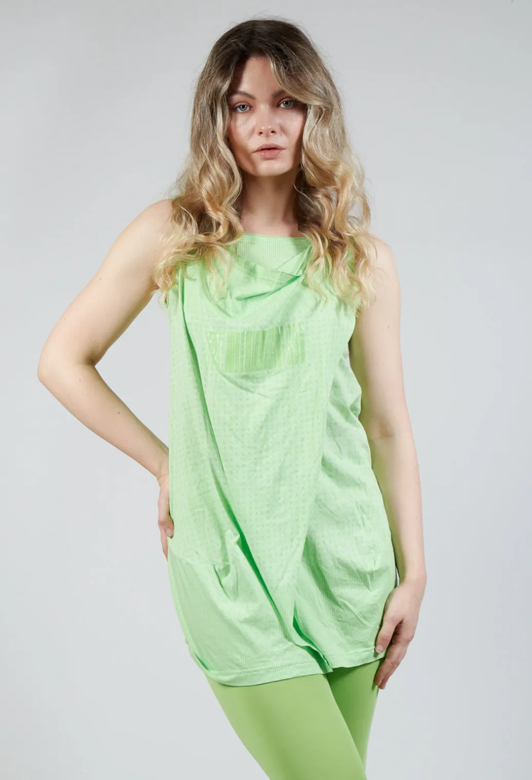 Draped Jersey Vest Top in Lime Print