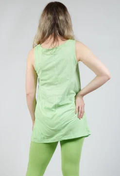 Draped Jersey Vest Top in Lime Print