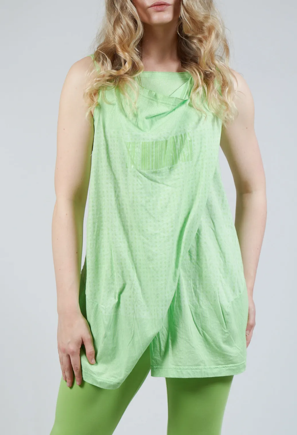 Draped Jersey Vest Top in Lime Print