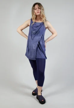 Draped Jersey Vest Top in Azur Print