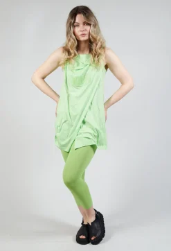 Draped Jersey Vest Top in Lime Print