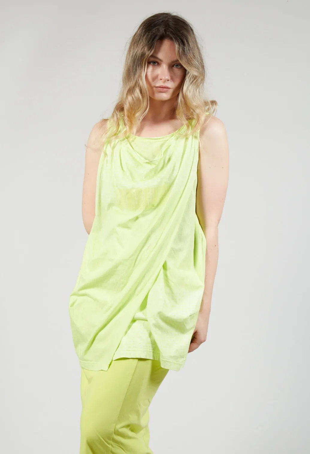 Draped Jersey Vest Top in Sun Print