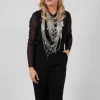 Draped Mesh Top in Nero