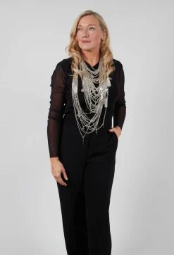Draped Mesh Top in Nero
