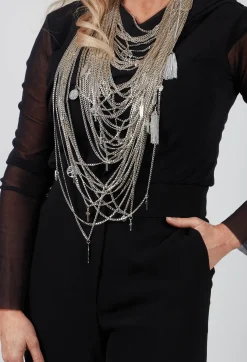 Draped Mesh Top in Nero