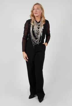 Draped Mesh Top in Nero
