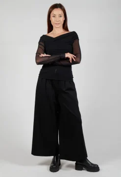 Draped Mesh Top in Nero