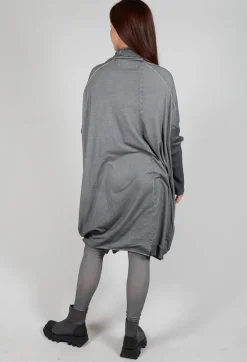 Draped Neckline Sweater Dress in Pencil Cloud