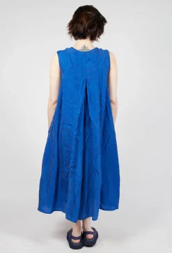 Draped Sleeveless Dress with Back Pleats in Royal