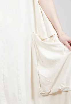 Draped Sleeveless Dress with Back Pleats in Greige