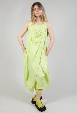 Draped Sleeveless Jersey Dress in Sun Print