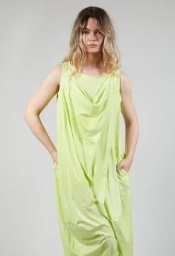 Draped Sleeveless Jersey Dress in Sun Print