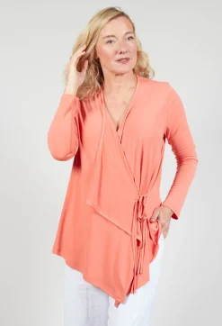 Draped Tie Jacket in Coral