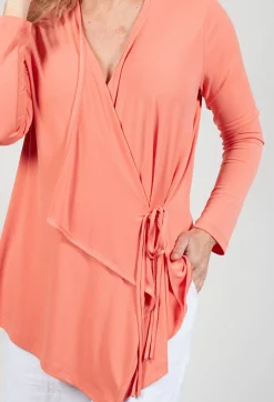 Draped Tie Jacket in Coral