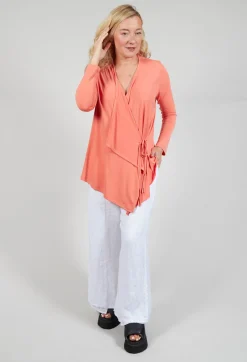 Draped Tie Jacket in Coral