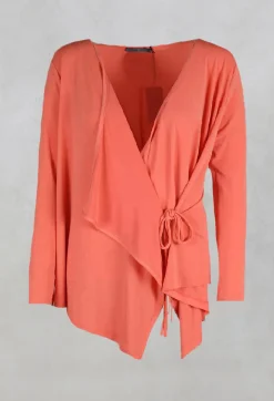 Draped Tie Jacket in Coral