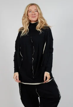 Draped Top in Black Black