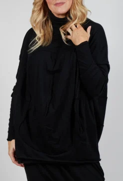 Draped Top in Black Black