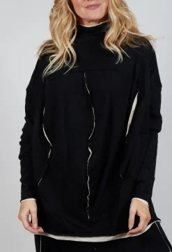 Draped Top in Black Black