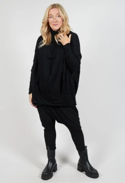 Draped Top in Black Black