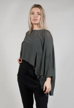 Drawstring Sleeve Poncho in Anthra