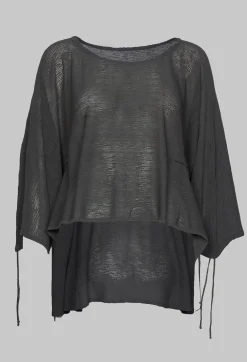 Drawstring Sleeve Poncho in Anthra