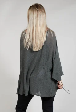 Drawstring Sleeve Poncho in Anthra