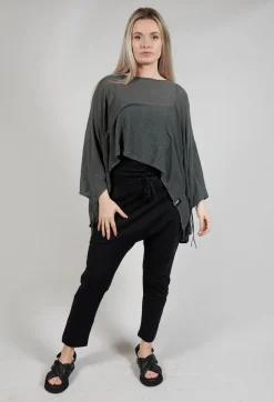 Drawstring Sleeve Poncho in Anthra