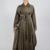 Dress Coat in Gabardina and Raso di Viscosa Green Tuscany
