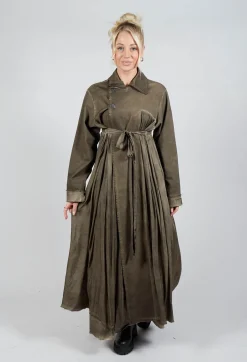 Dress Coat in Gabardina and Raso di Viscosa Green Tuscany