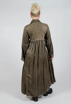 Dress Coat in Gabardina and Raso di Viscosa Green Tuscany