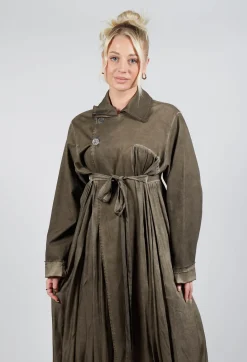 Dress Coat in Gabardina and Raso di Viscosa Green Tuscany
