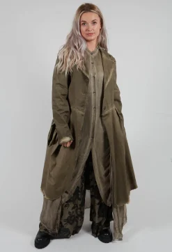 Dress Dust Coat in Gabardina and Viscosa Seta Green Tuscany