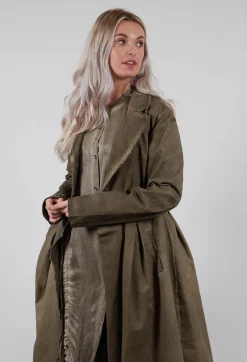Dress Dust Coat in Gabardina and Viscosa Seta Green Tuscany