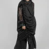 Dress in Raso di Viscosa Grey Storm