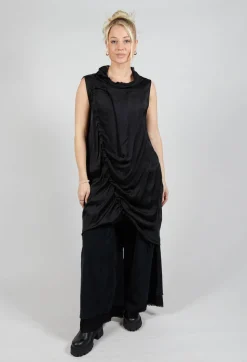 Dress in Raso di Viscosa Nero