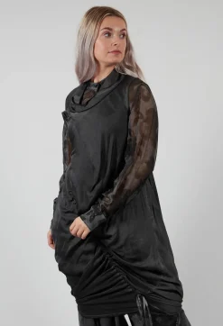 Dress in Raso di Viscosa Grey Storm