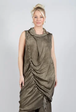 Dress in Raso di Viscosa Green Tuscany