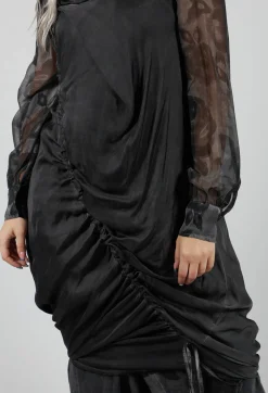 Dress in Raso di Viscosa Grey Storm