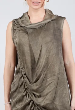 Dress in Raso di Viscosa Green Tuscany