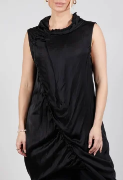 Dress in Raso di Viscosa Nero