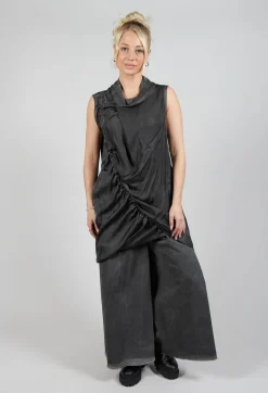 Dress in Raso di Viscosa Grey Storm
