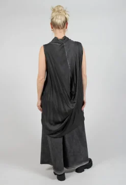 Dress in Raso di Viscosa Grey Storm