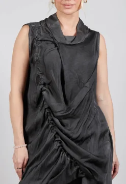 Dress in Raso di Viscosa Grey Storm