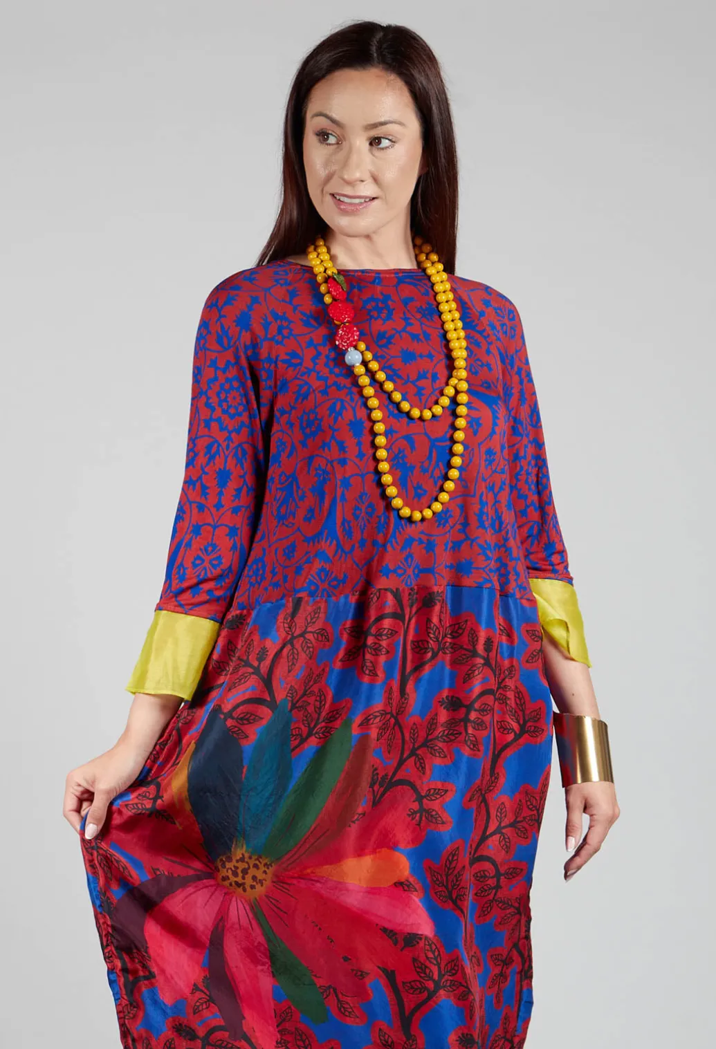 Dress Poppy Classic and Cuffs Blossom in Red